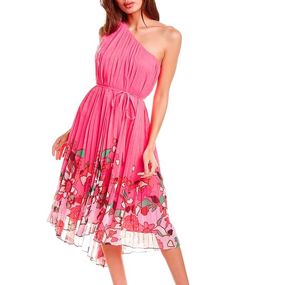 NWT Ted Baker Floral Pleated Asymmetrical Dress, US 12